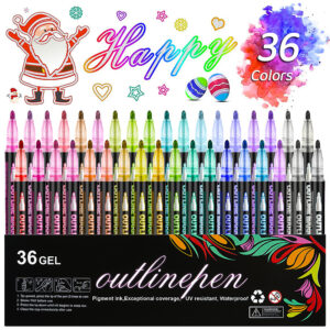 Double Line Outline Pen 24 Color Suit Dream Color Mark Fluorescent Marker