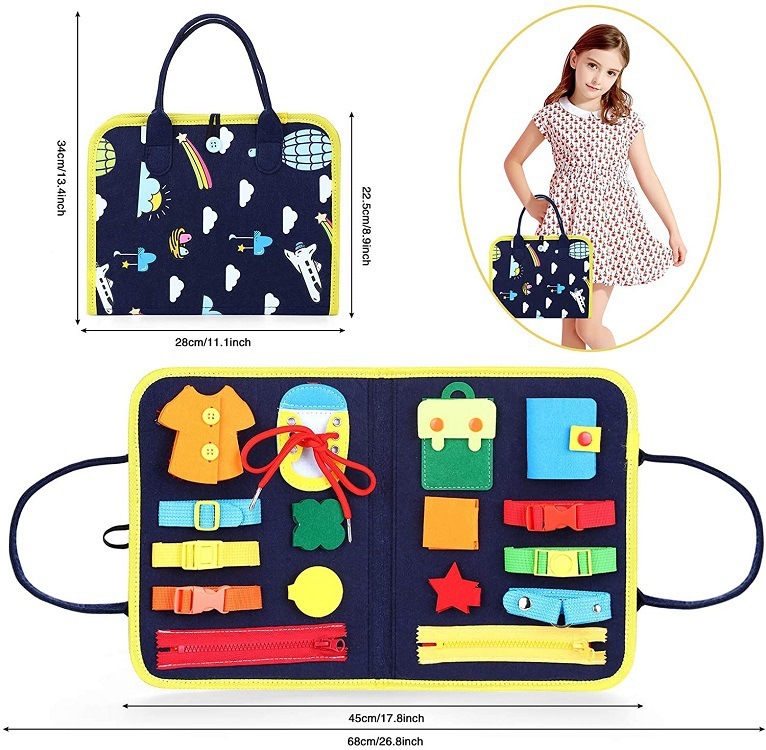 New Busy Book Children's Busy Board Dressing And Buttoning Learning Baby Early Education Preschool Sensory Learning Toy - Image 9