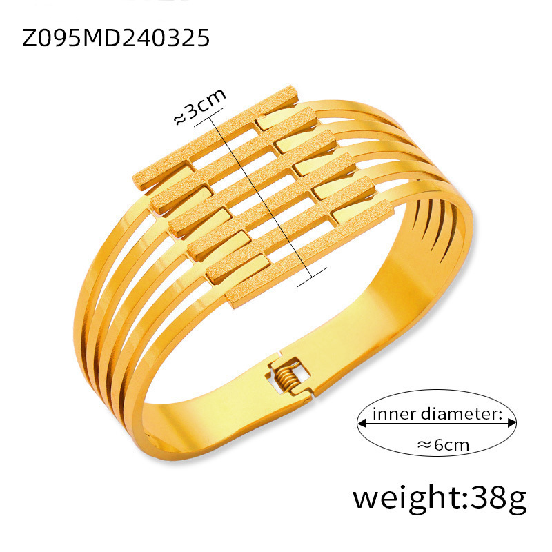 Fashion New Personalized Titanium Steel Gold-plated Diamond Geometric Bracelet - Image 7