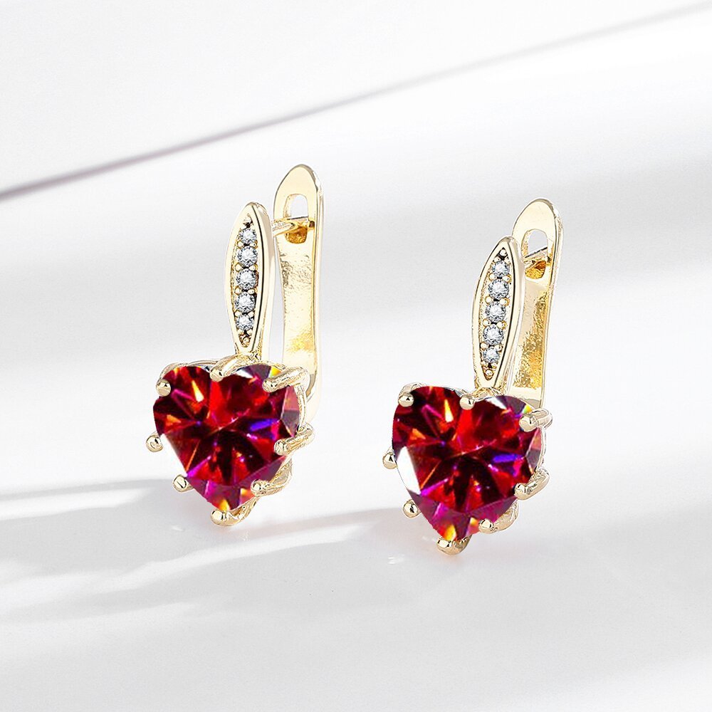 All-matching Fashion Multicolor Heart-shaped Zircon Earrings - Image 10