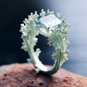 Green Enamel Marine Coral Temperament Entry Lux Inlaid Ring