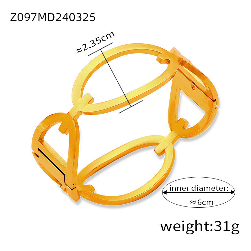 Fashion New Personalized Titanium Steel Gold-plated Diamond Geometric Bracelet - Image 9