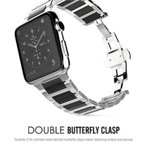 Universal Stainless Steel And Black Ceramics Apple Stainless Steel Strap