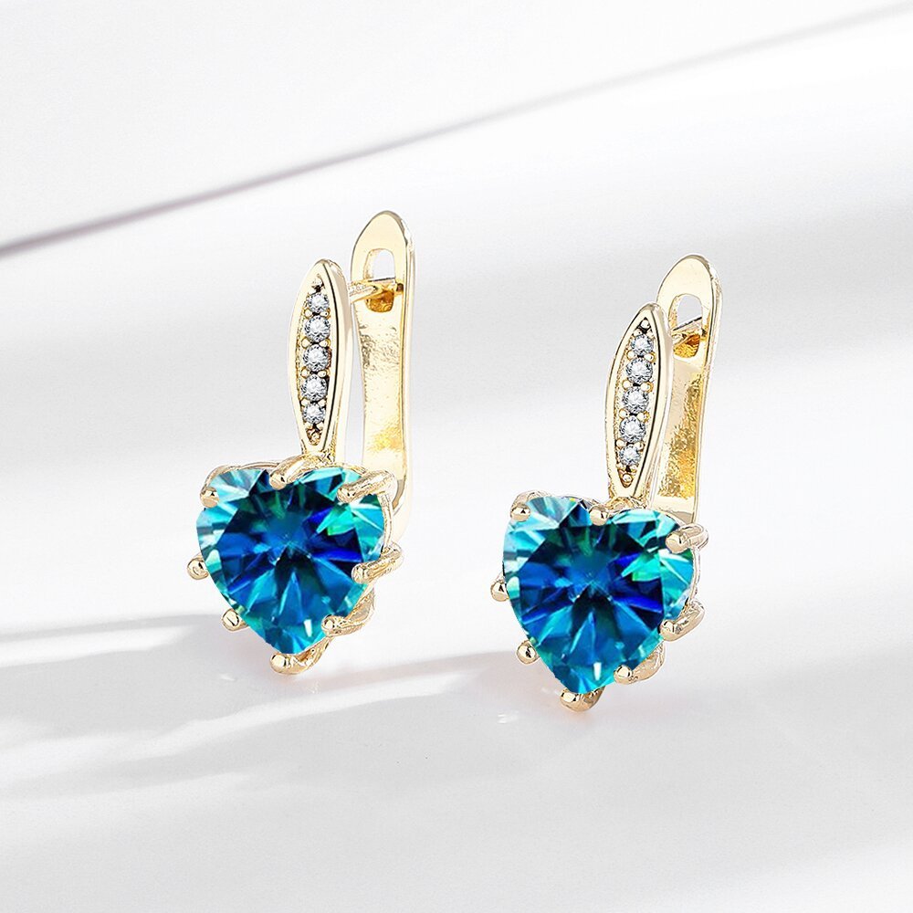 All-matching Fashion Multicolor Heart-shaped Zircon Earrings - Image 9