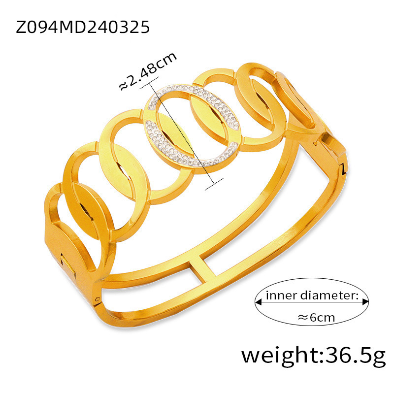 Fashion New Personalized Titanium Steel Gold-plated Diamond Geometric Bracelet - Image 10