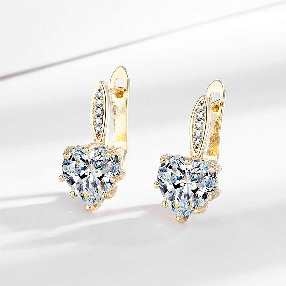 All-matching Fashion Multicolor Heart-shaped Zircon Earrings