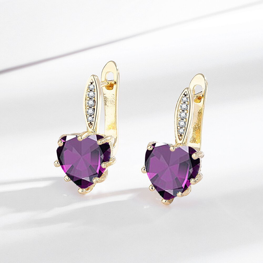 All-matching Fashion Multicolor Heart-shaped Zircon Earrings - Image 2