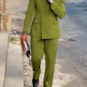 Olive- Green Three-Piece Suit Blaze&Shirt&Tie Ensemble