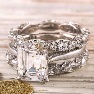 Women's Ice Flower Cut Zircon Ring Set