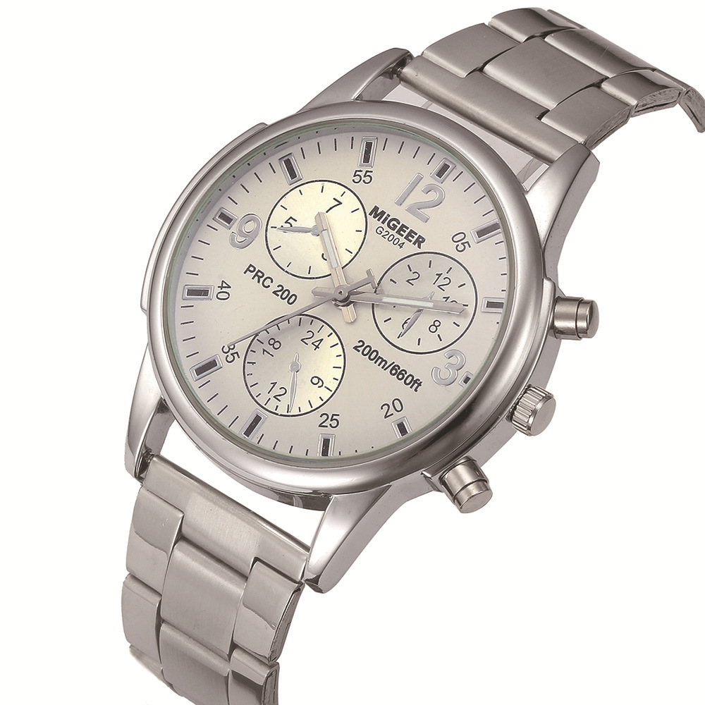 Fashion Simple Fake Three-eye Steel Belt Quartz Watch - Image 6