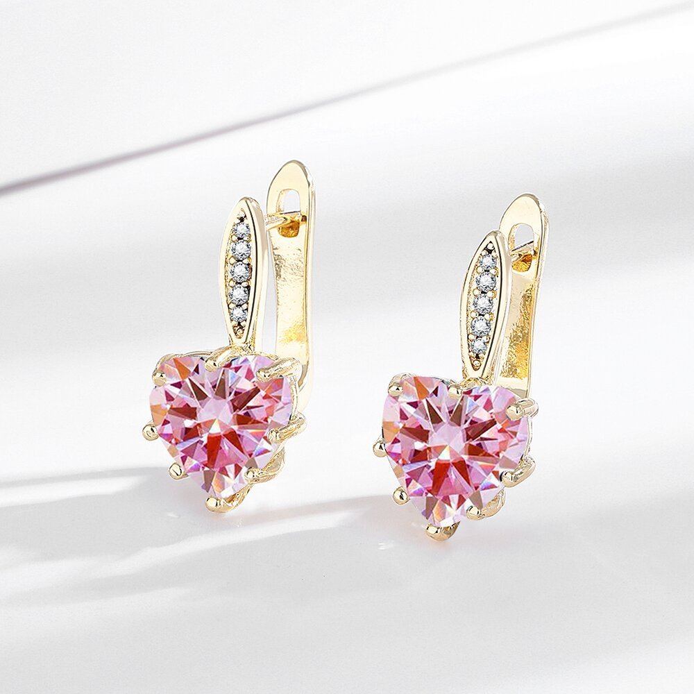 All-matching Fashion Multicolor Heart-shaped Zircon Earrings - Image 8