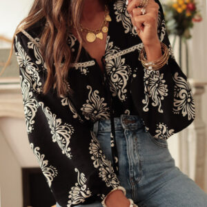 Women's Long-sleeved Printed Cotton Shirt